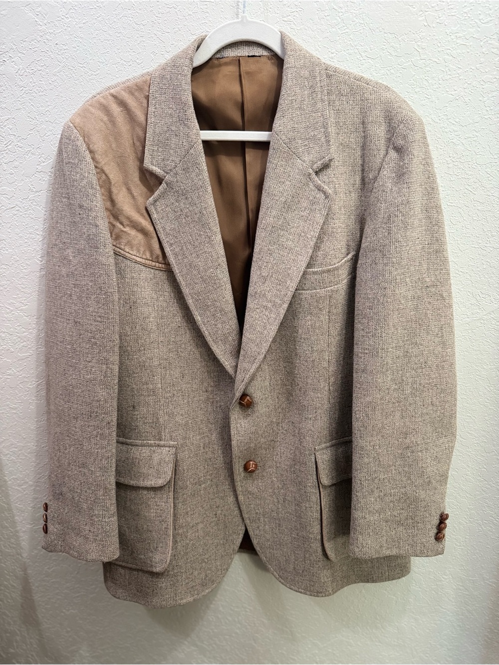 VTG  70sPendleton Western Sport Coat Herringbone Academia Tweed Suede Mens 42